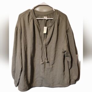 Aeries Peasant Olive Green Sweatshirt NWT